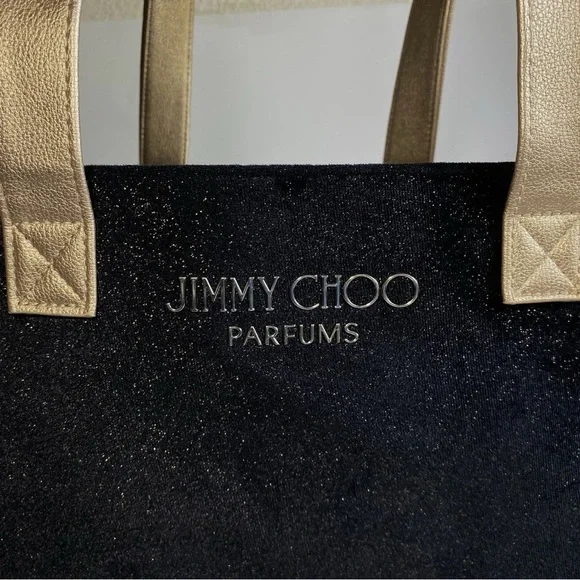 🦋 Jimmy CHOO Perfume Bag NWT Black Velvet Gold Glitter Designer Glam🦋 - Picture 3 of 14